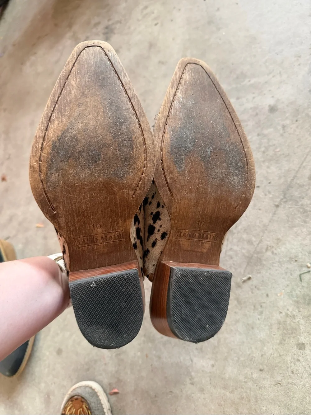 Myra Bag Cowhide Spotted & Tooled Leather Mules in Cream and Brown - Picture 5 of 6